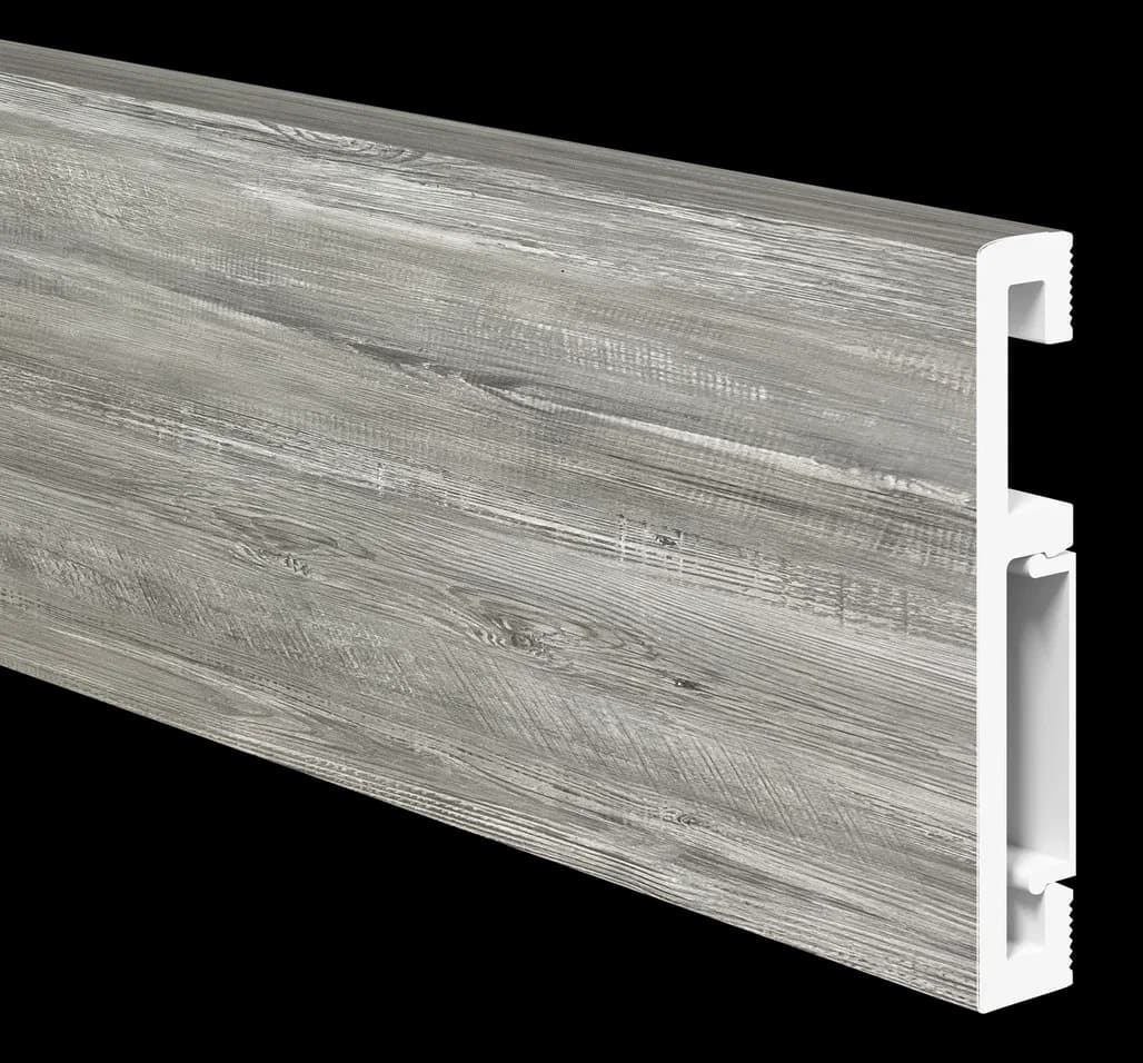 Плинтус ПВХ CronaFloor Foresta Grace 2000×70х13 Санторини серый FG 019